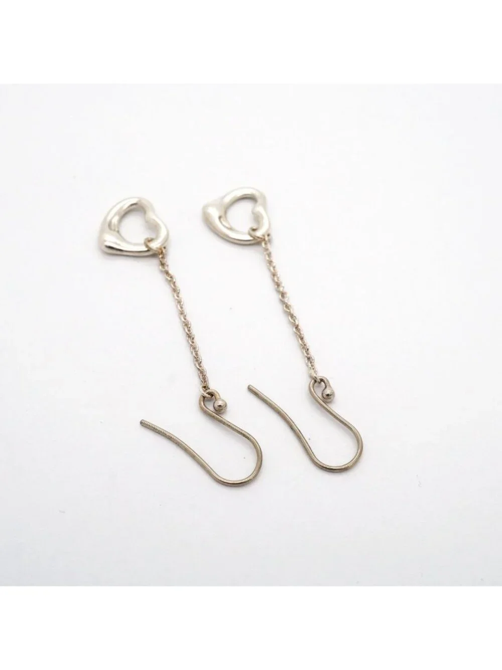 Tiffany & Co Earrings Open Heart Drop 925 Sterling Silver